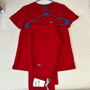 FIGS S Catarina top and S Livingston pants. Red. Pants New wtags. Regular waist.